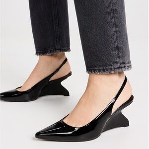 •REFORMATION •Elegant orange Slingback Wedge Shoes